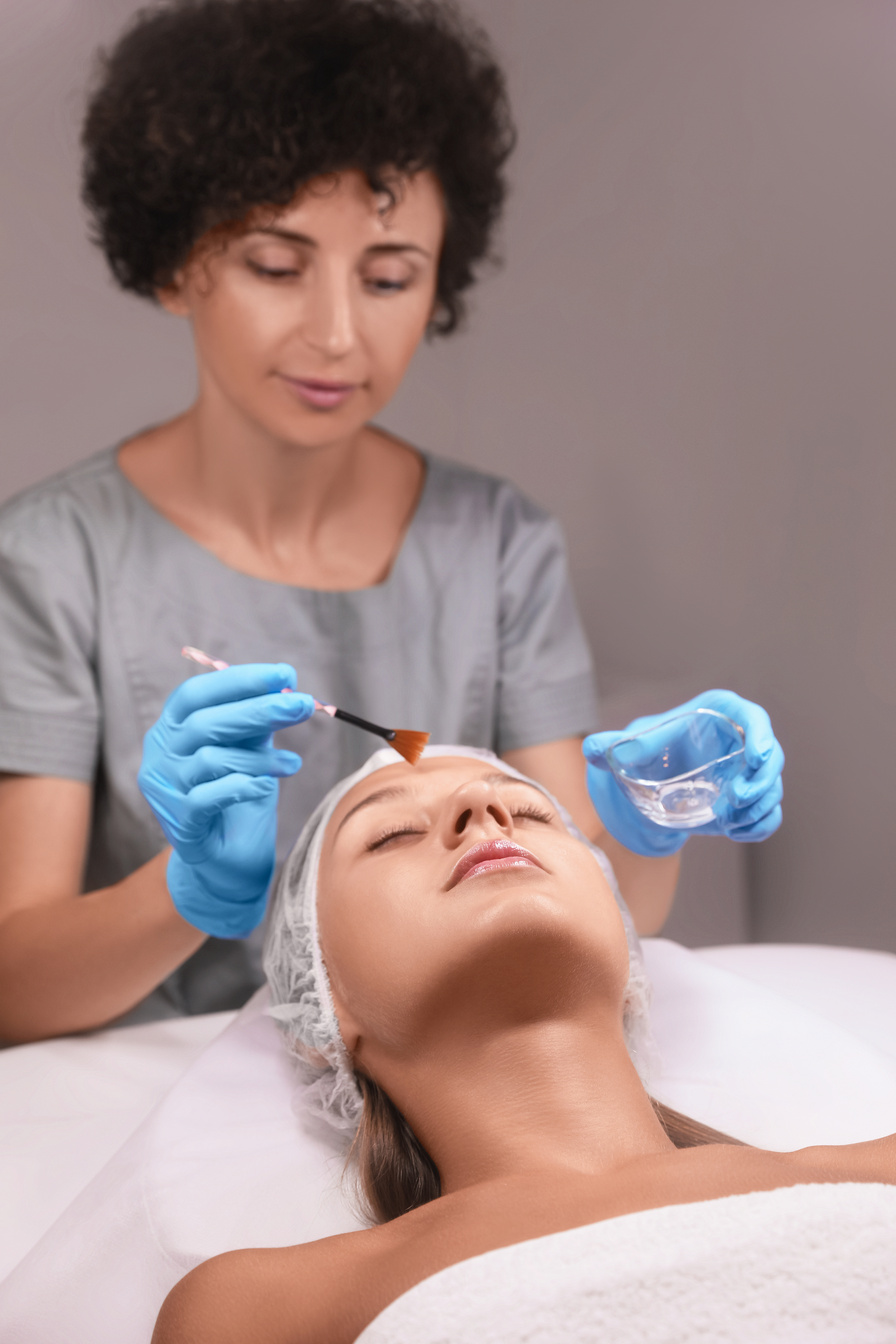 Cosmetologist Applying Cosmetic Product for Chemical Peeling on